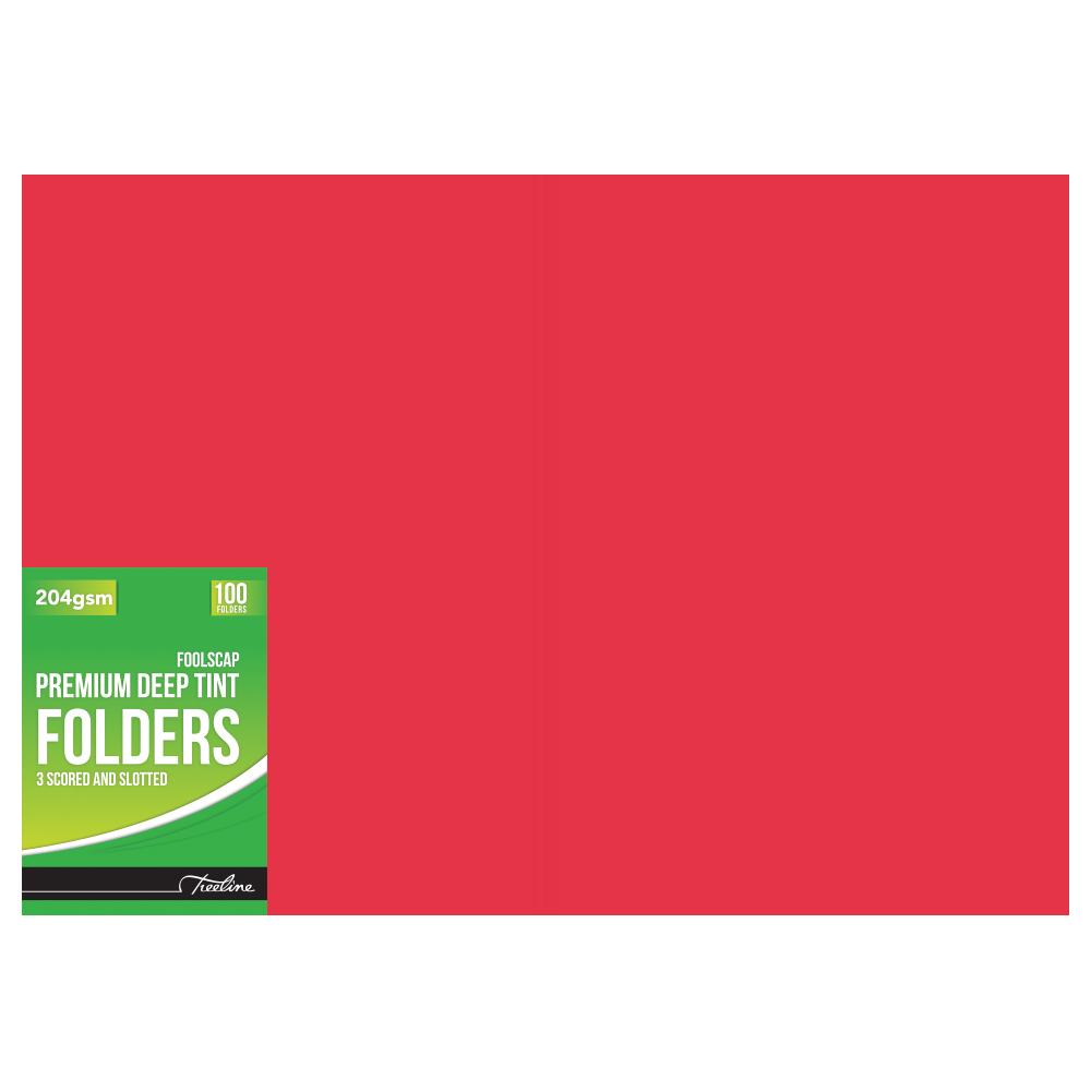 Treeline Folders Premium Deep Tint 204gsm Pkt 100 Red