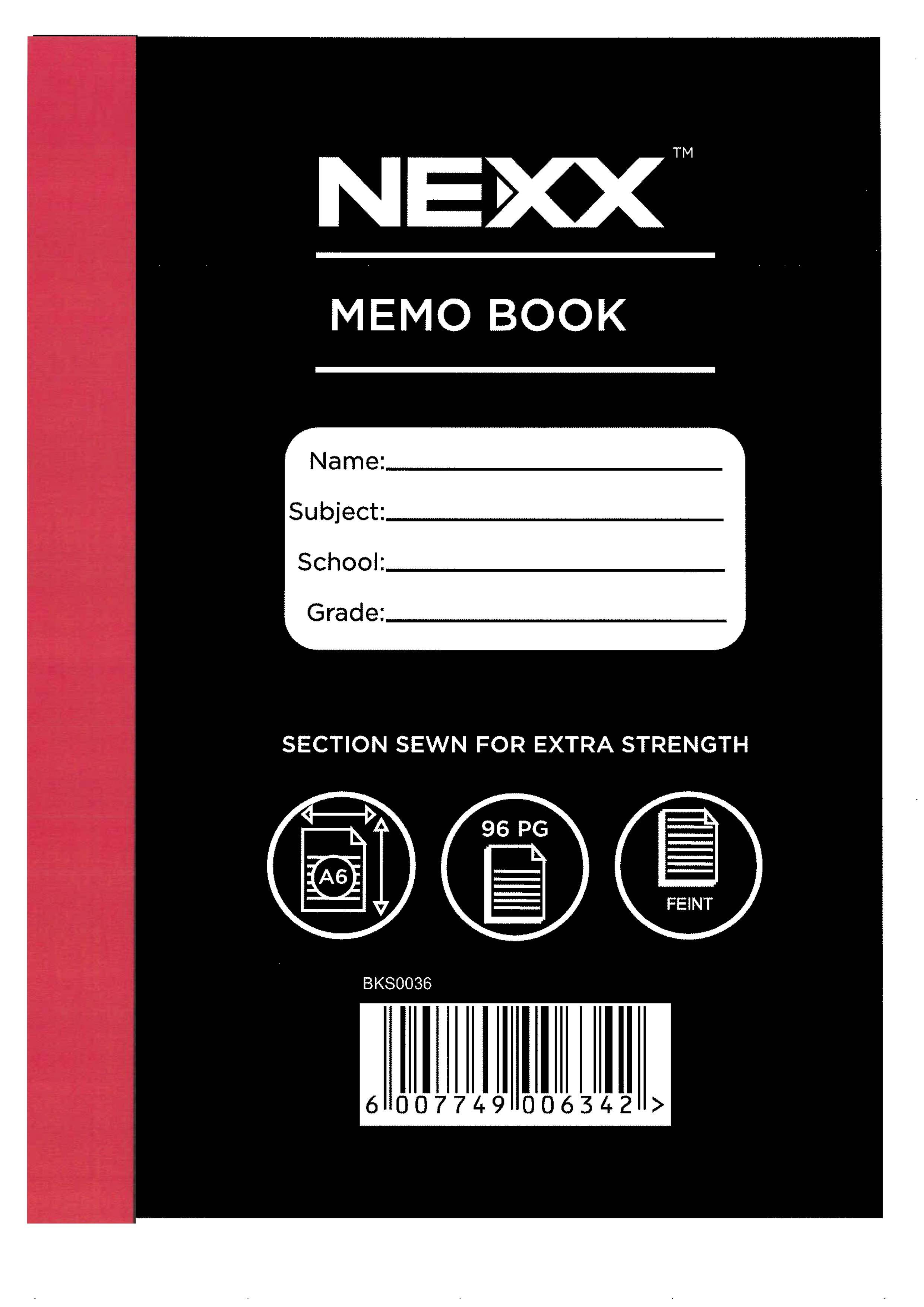 NEXX MEMO H/C BOOK A6 96PG F/M