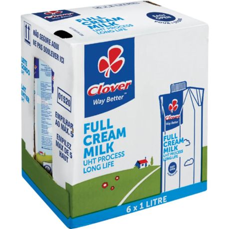 Clover Full Cream Long Life Milk (6 X 1lt)