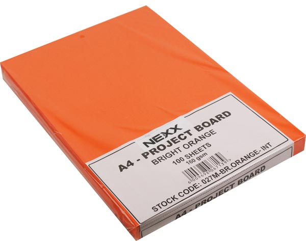 NEXX Projext Board A4 160g Bright Orange PKT 100